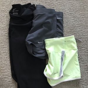 Nike dri-fit shorts and Capri lot of 3 (size XS)